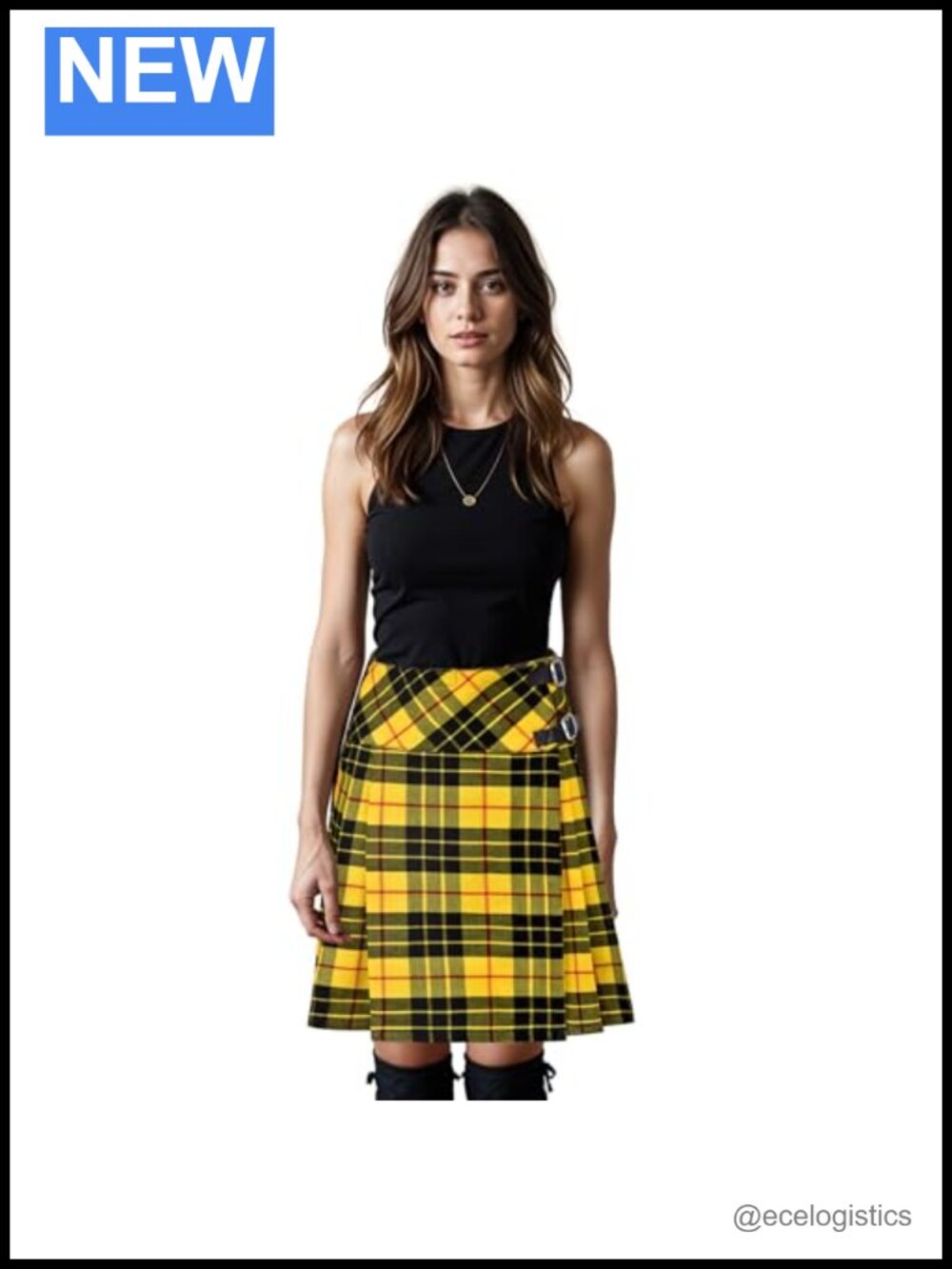 Womens Scottish Kilt Skirt 20in Satin Lined Leather Straps 16oz Premium Fabric